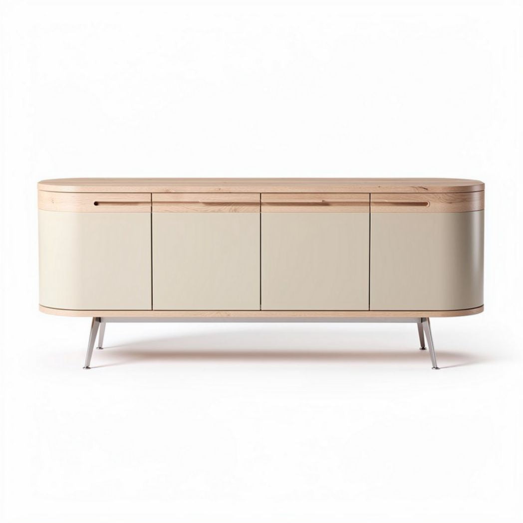Stolik RTV z frontami z płyty MDF w kolorze beżowym 120 x 40 x 70cm
